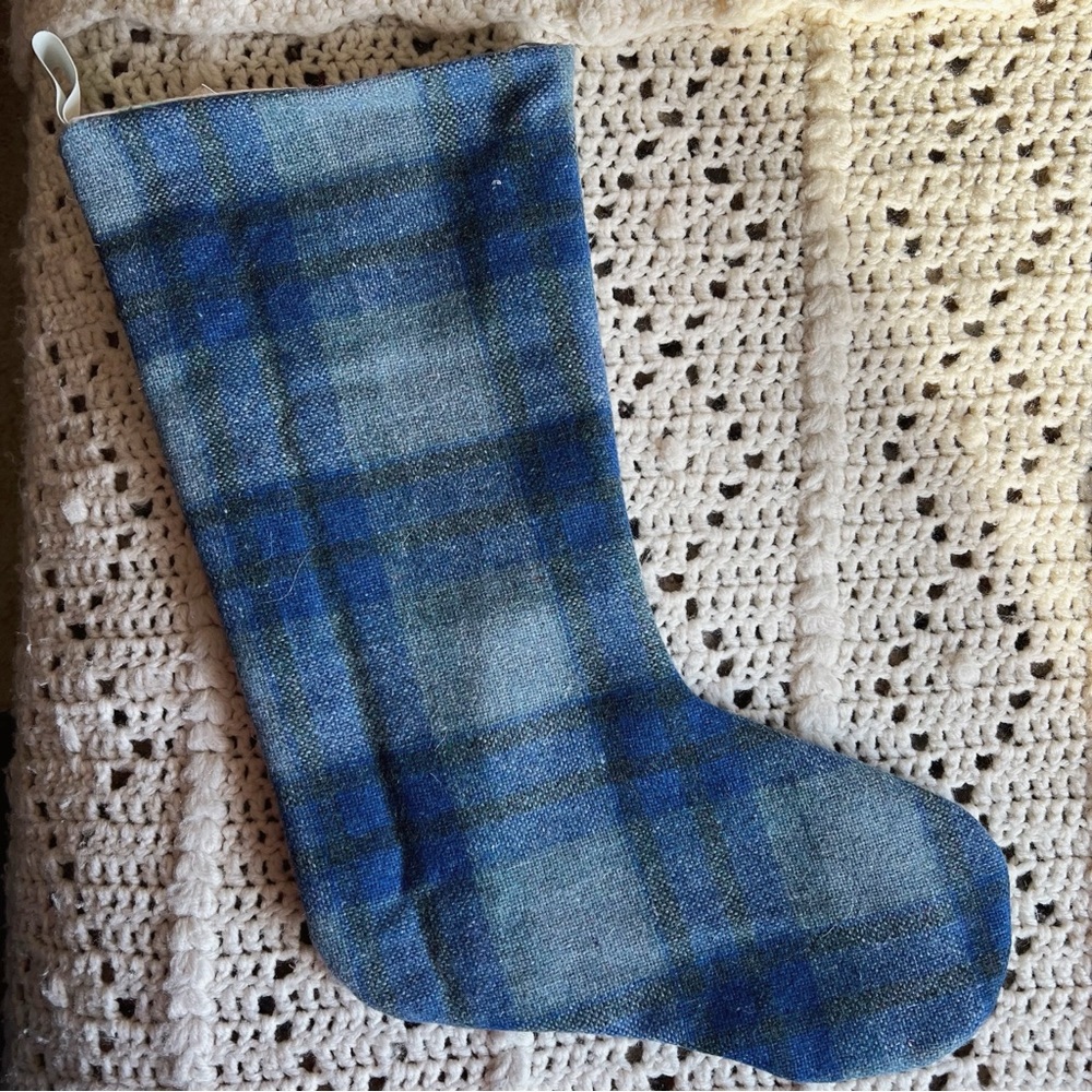 Handmade wool plaid Christmas‎ stocking rustic cabin decor Cottagecore